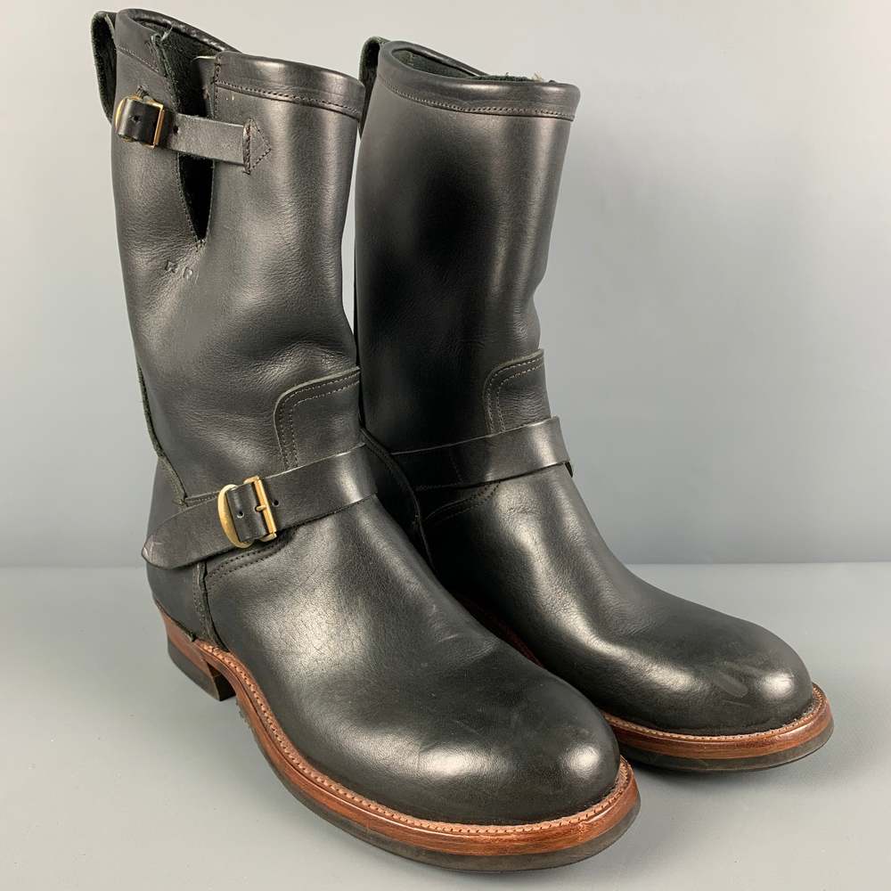 RRL by RALPH LAUREN Black Leather Biker Boots - Picture 2 of 9